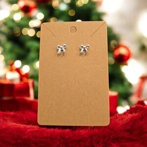 Acrylic Silver Plated Ribbon Festive Christmas Stud Earrings